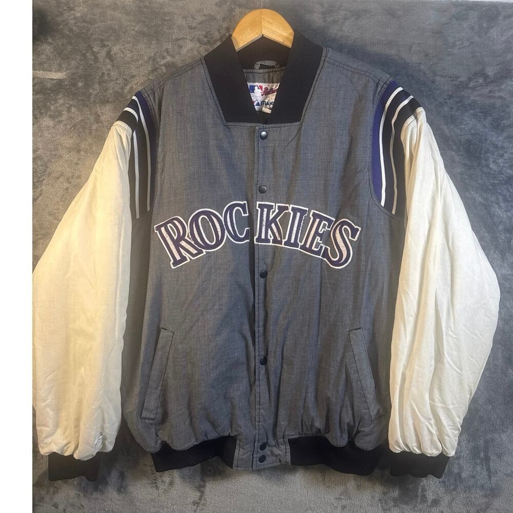 VTG 90s Majestic Diamond Collection Colorado Rockies Varsity Bomber Jacket XXL